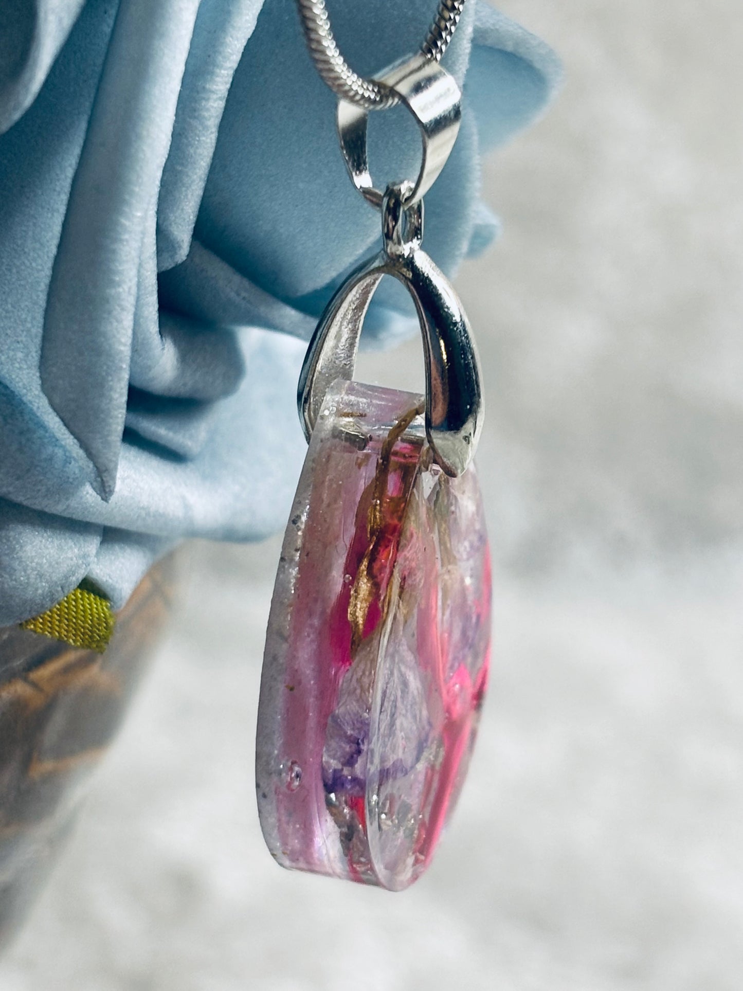 Pendant Necklace: Pink and Purple Petals