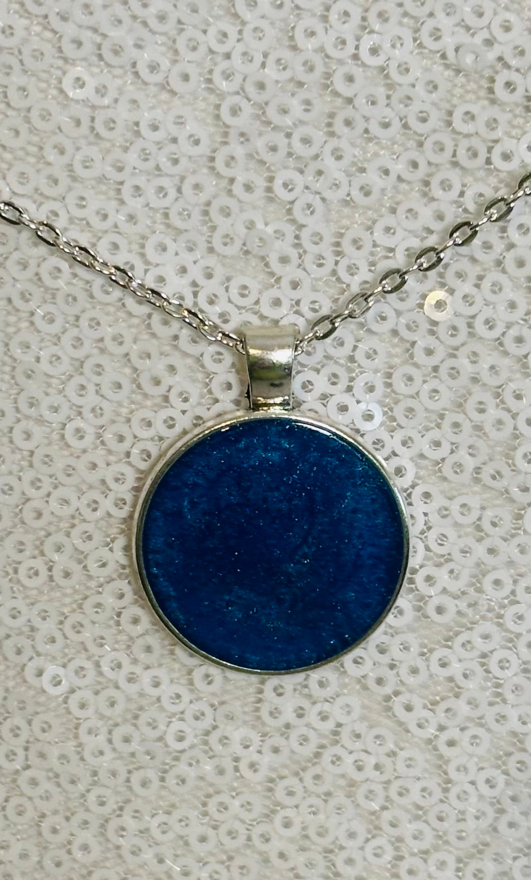 Pendant Necklace: Blue on Silver