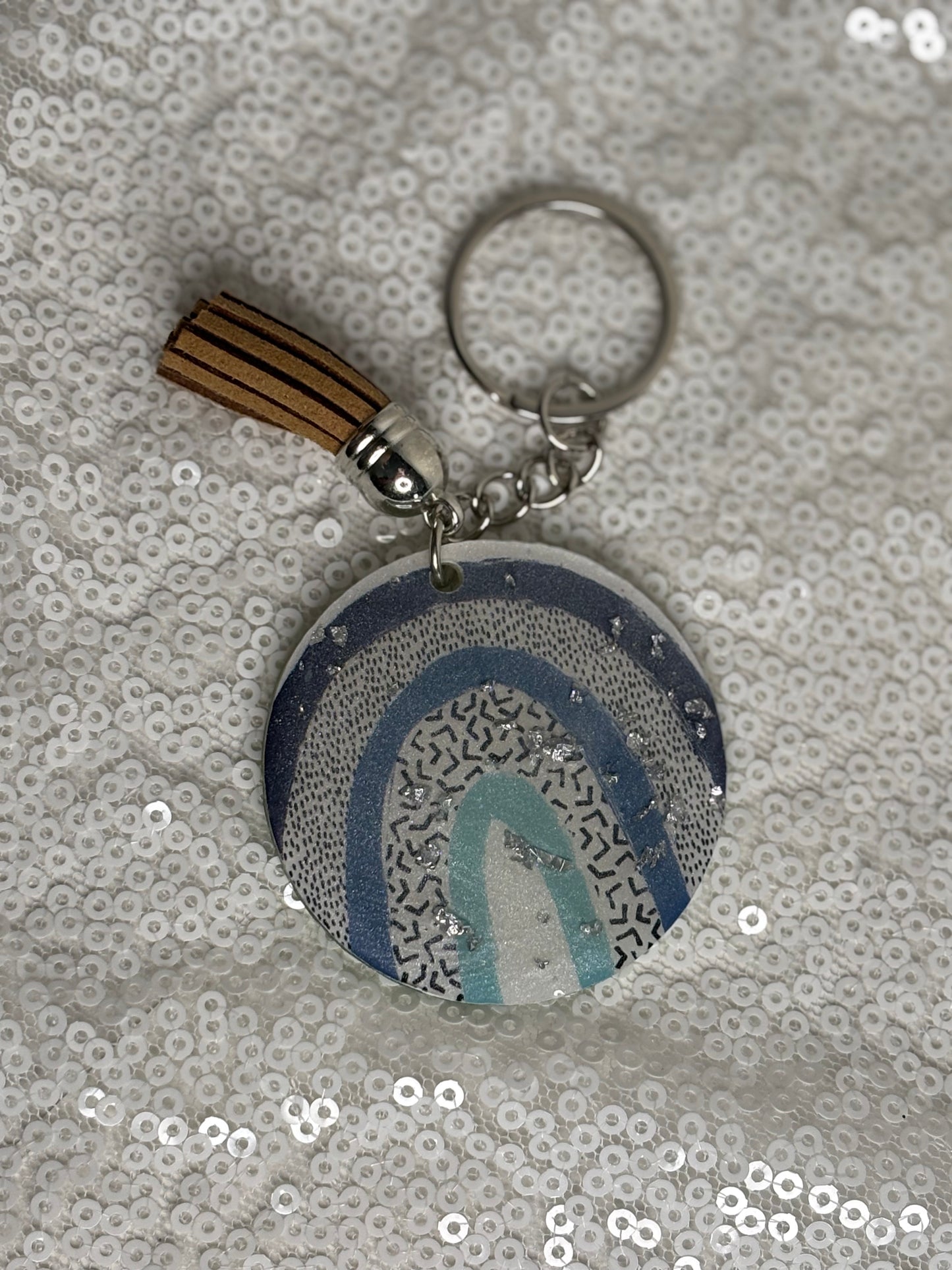 Blue Boho Rainbow Keychain