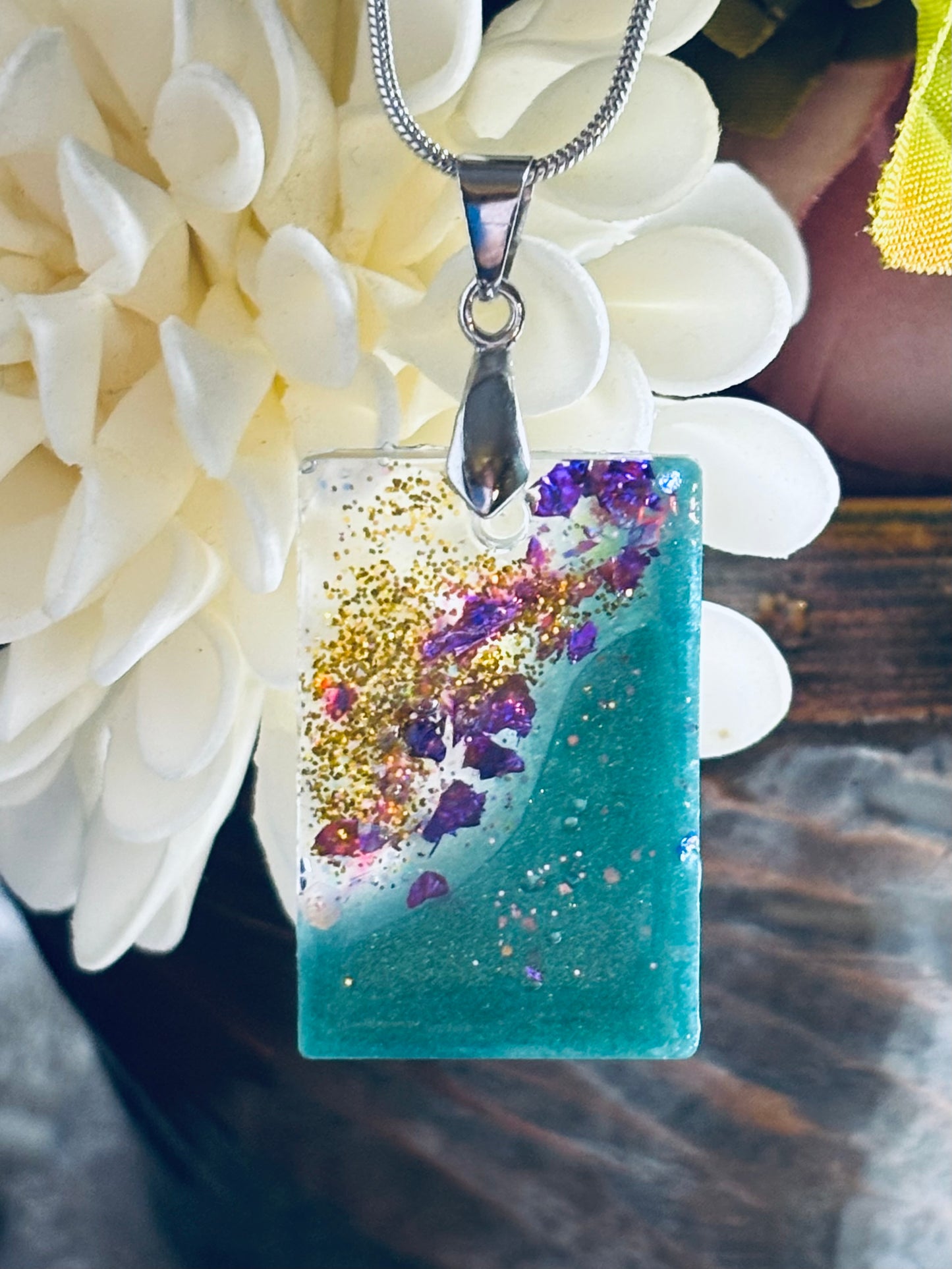 Mardi Gras Resin Pendant Necklace