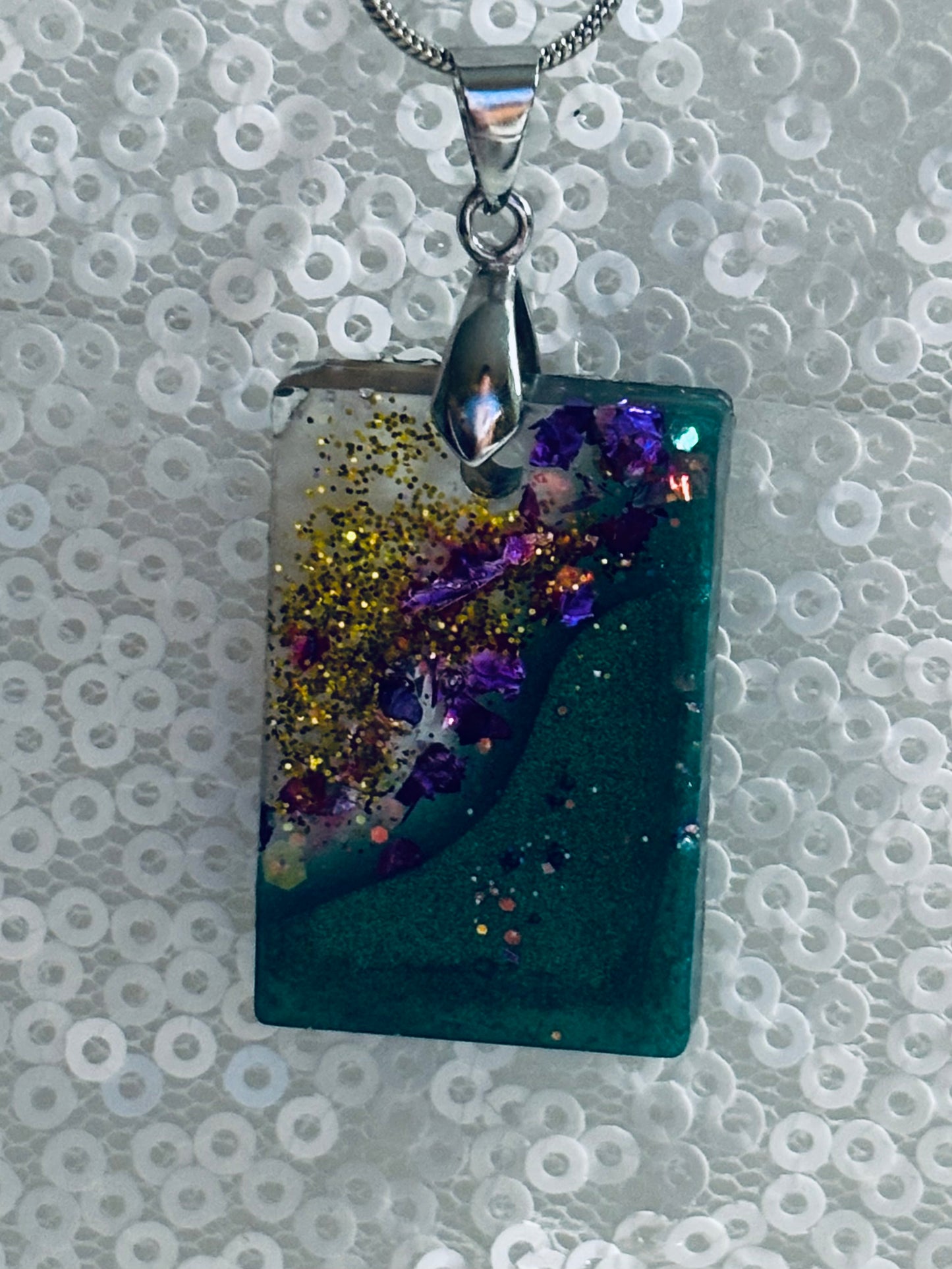 Mardi Gras Resin Pendant Necklace