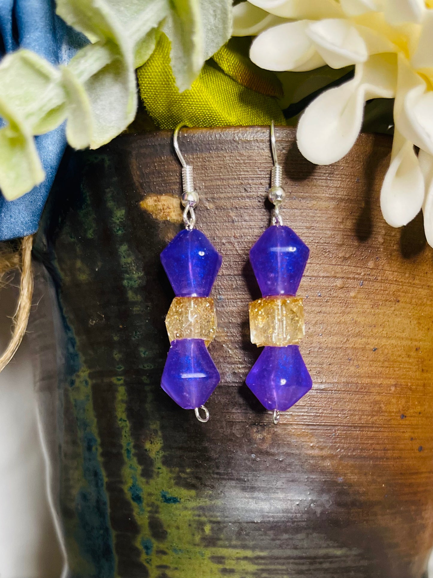 Earrings: Purple and Gold