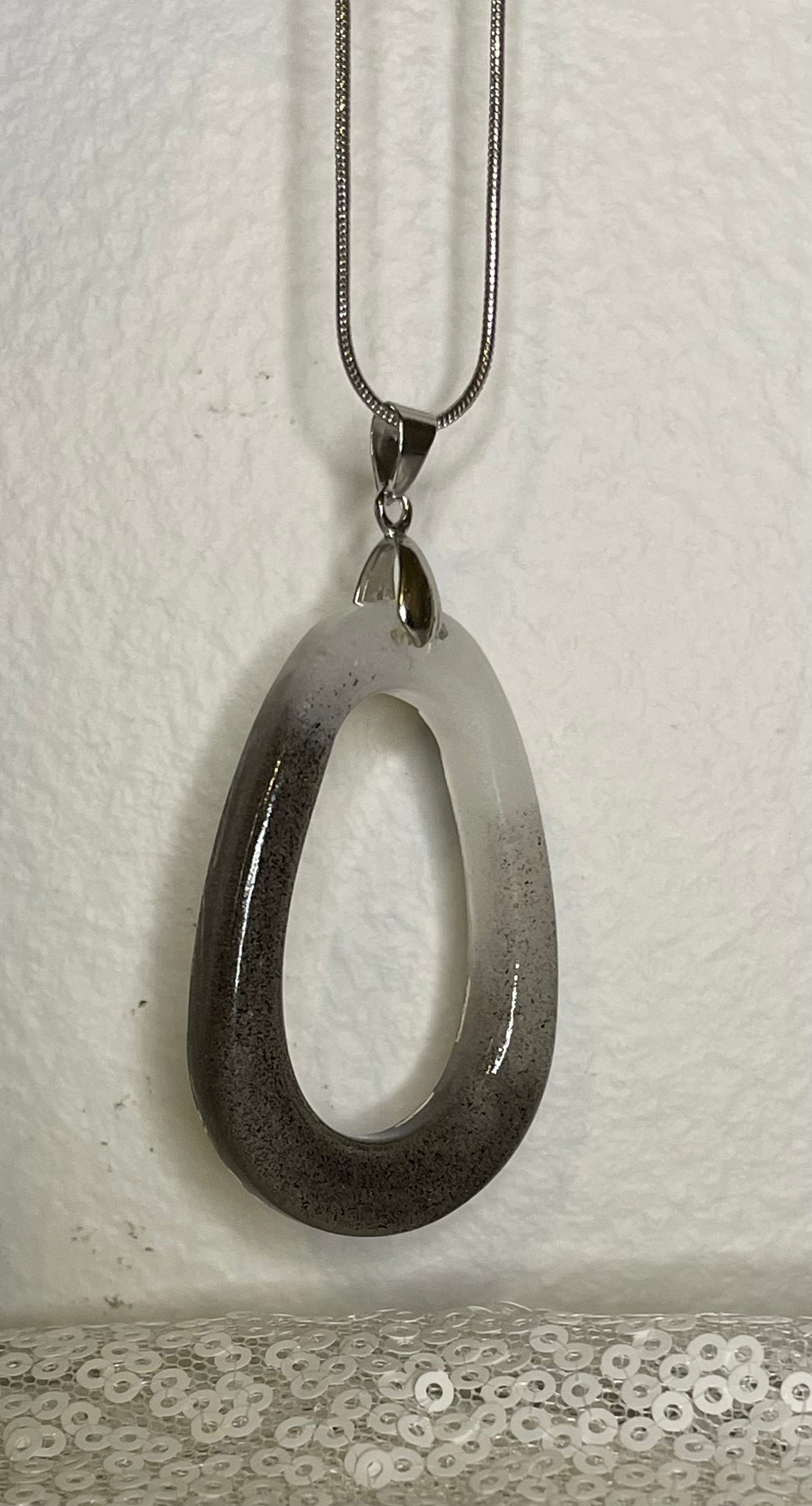 Pendant Necklace: Gray Shapes