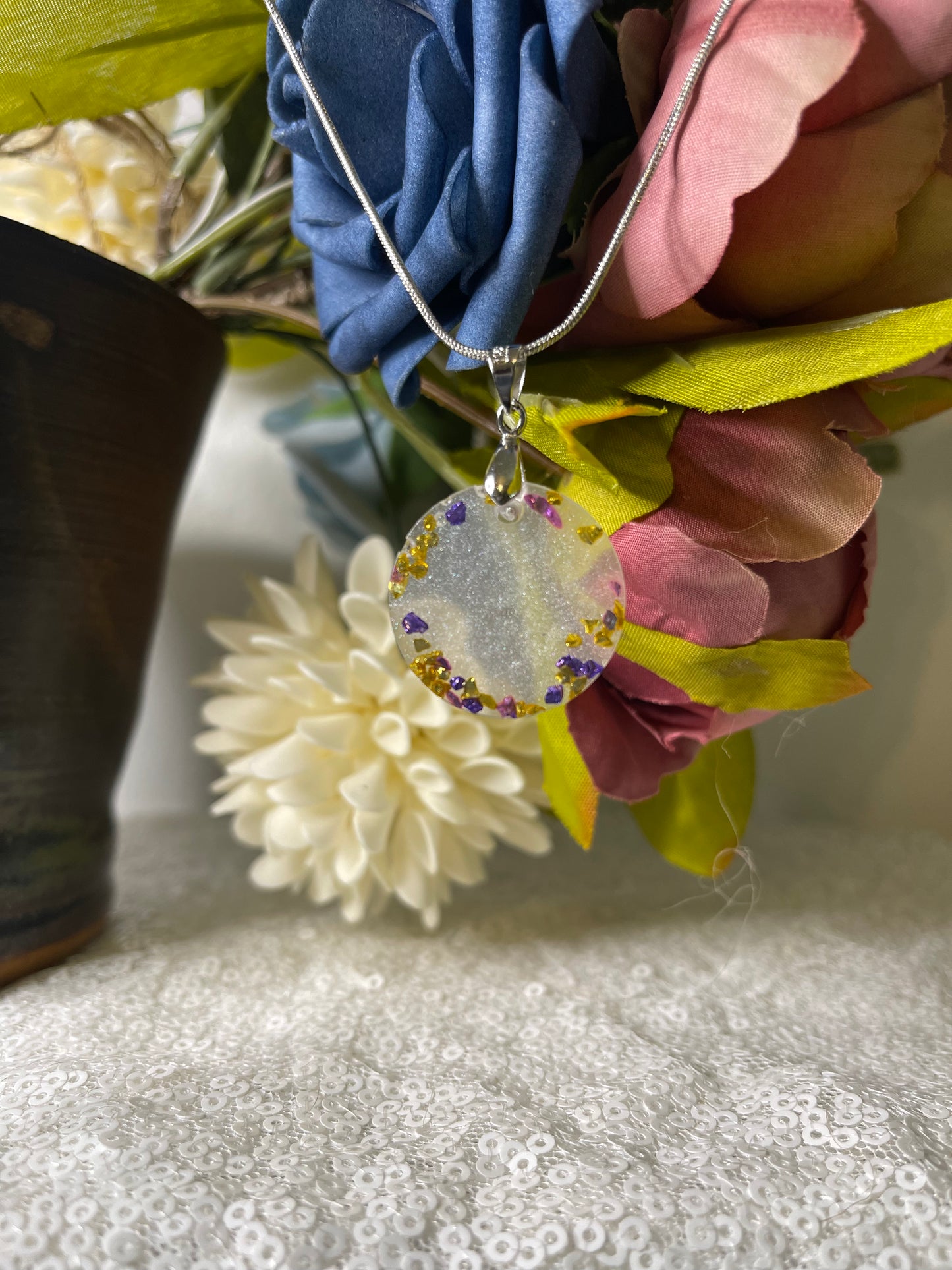 Pendant Necklace: Purple & Gold