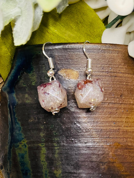 Earrings: Red Rose and Astral White