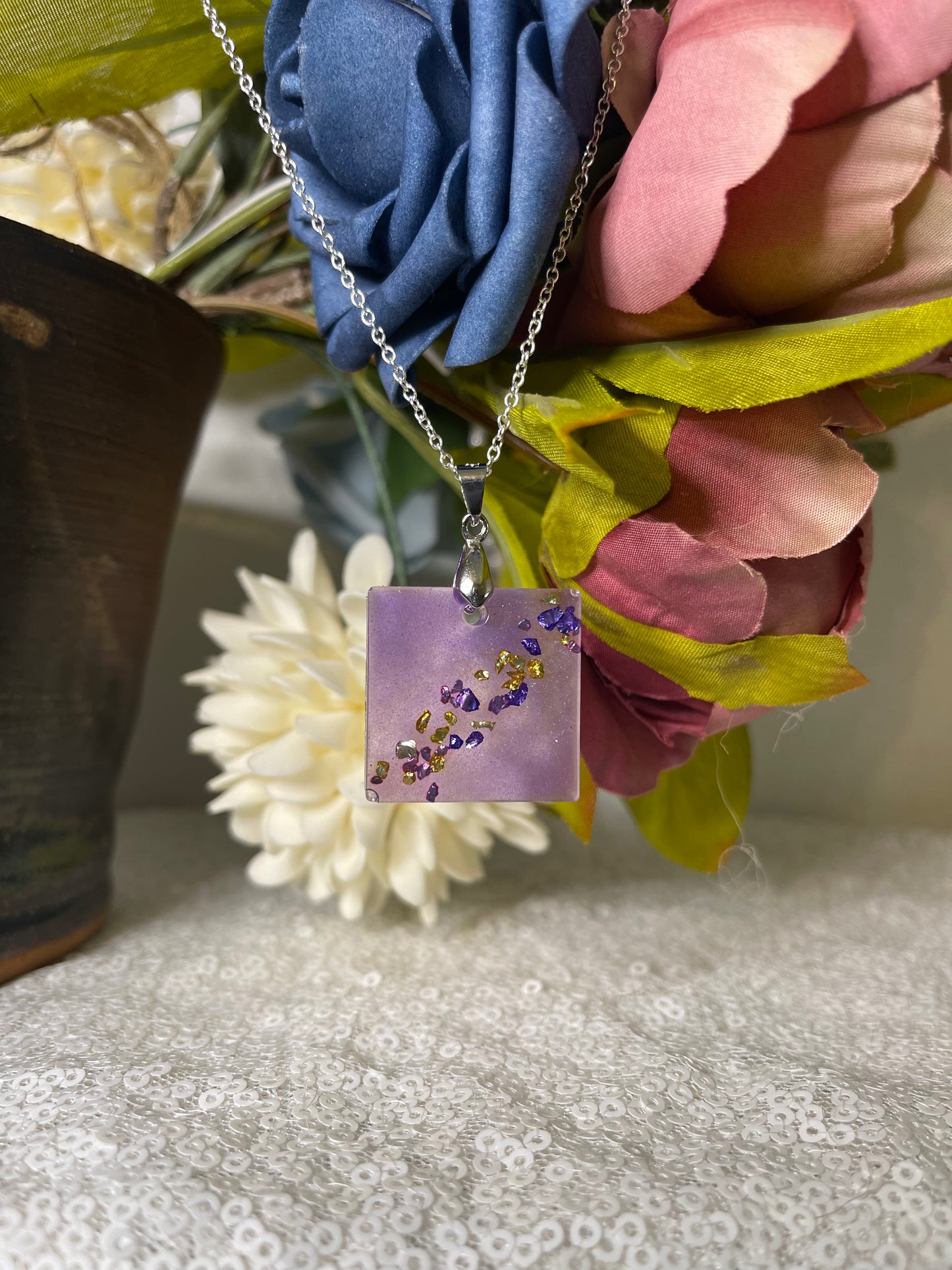 Pendant Necklace: Purple & Gold