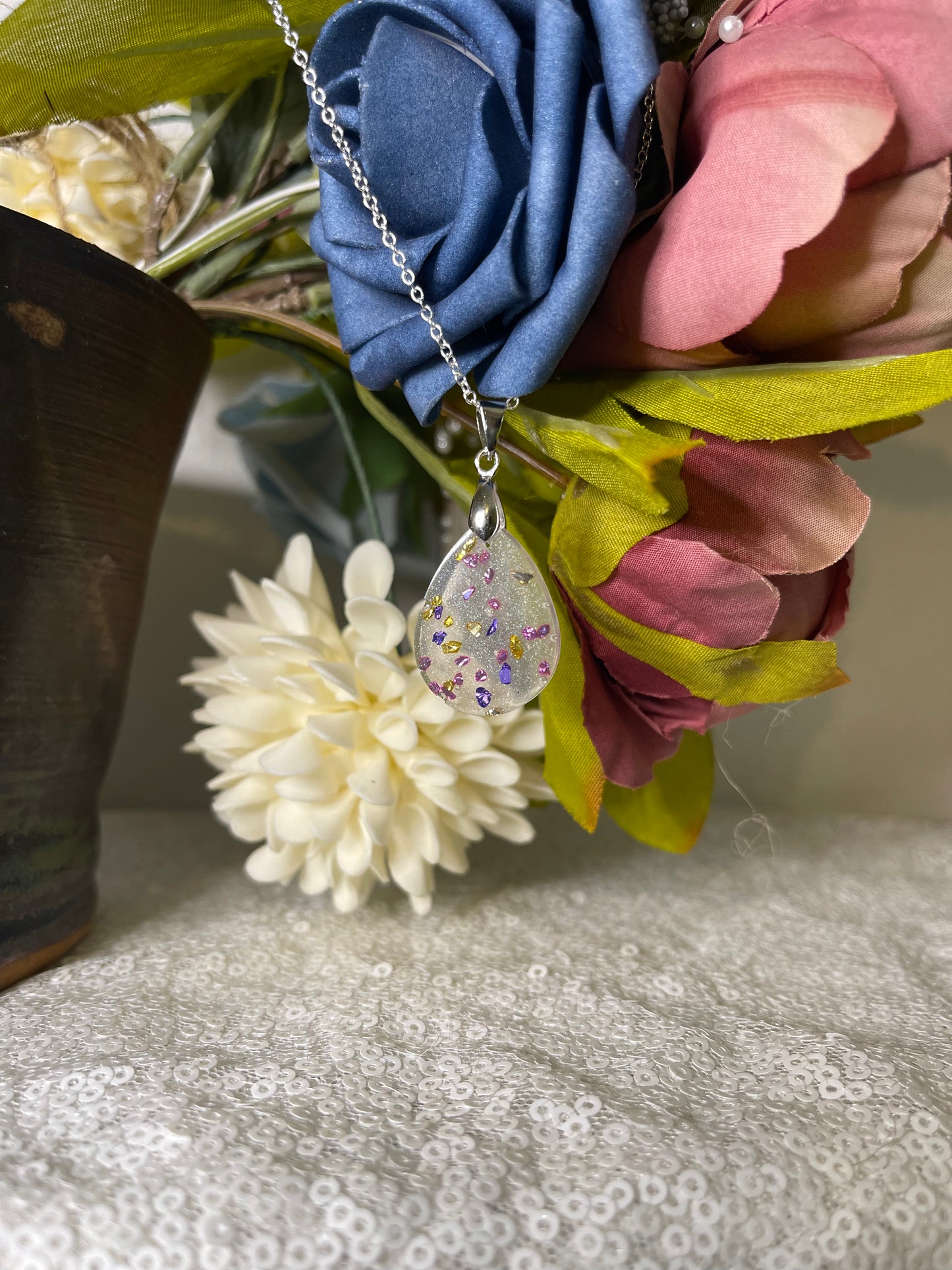Pendant Necklace: Purple & Gold