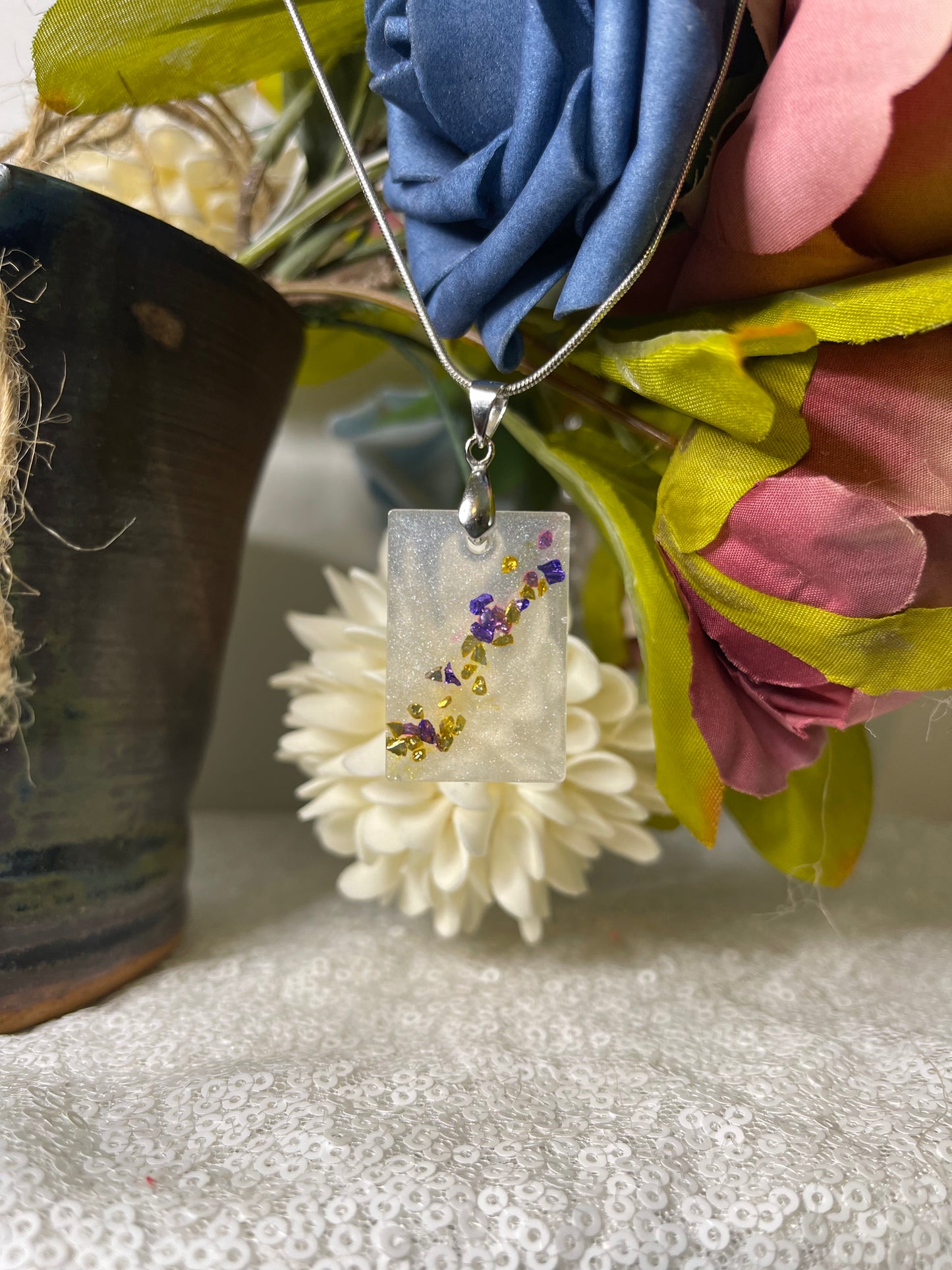 Pendant Necklace: Purple & Gold