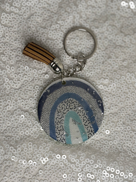 Blue Boho Rainbow Keychain