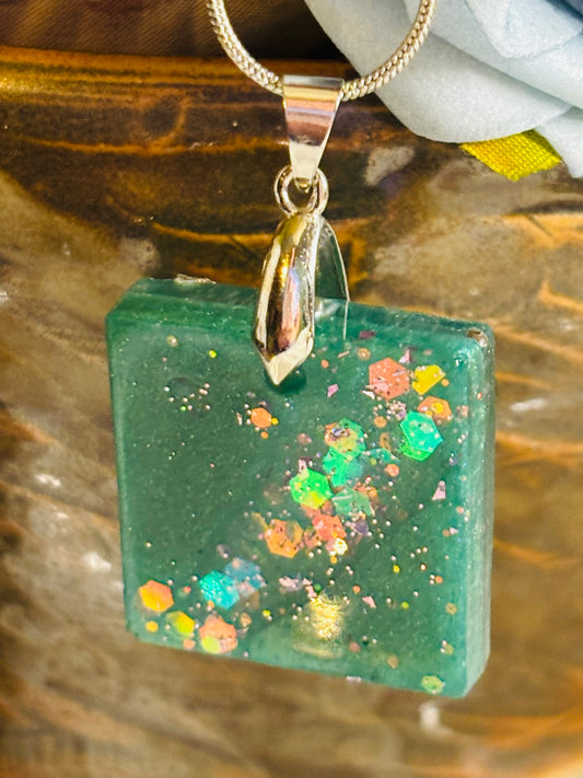 Mardi Gras Resin Pendant Necklace