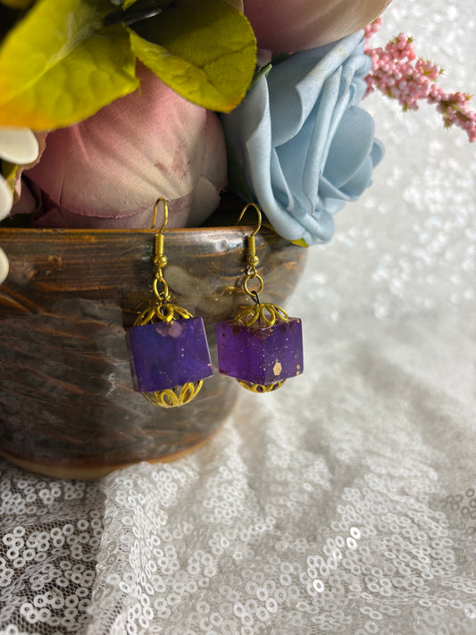Earrings: Purple and Gold