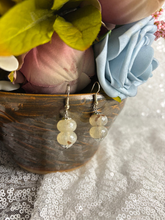 Earrings: Red Rose and Astral White